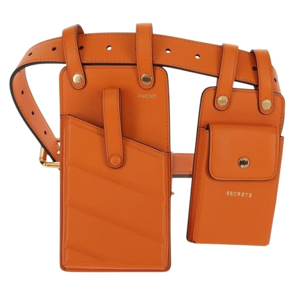 Fendi Leather Multi Accessory Belt Orange